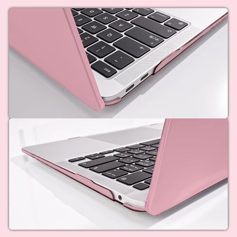 Compatible with 2022 2021 2020 2019 2018 2017 2016 MacBook Pro 13 inch Case M2 M1 Chip A2338 A2289 A2251 A1706 A1989 A2159 Cover, Plastic Hard Shell Case Keyboard Cover Screen Film, Crystal Pink in Saudi Arabia