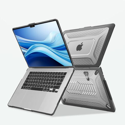 Mosiso متوافق مع MacBook Air 15 بوصة Case 2024 2023 إطلاق M3 A3114 M2 A2941 ، عسل العسل المقاوم للصدمات TPU الصدفة الصدفة القشرة البلاستيكية مع طية الغلاف والوحة المفاتيح ، Blac ، Blac in Saudi Arabia