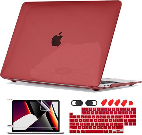 Compatible with 2022 2021 2020 2019 2018 2017 2016 MacBook Pro 13 inch Case M2 M1 Chip A2338 A2289 A2251 A1706 A1989 A2159 Cover, Plastic Hard Shell Case Keyboard Cover Screen Film, Crystal Pink in Kuwait