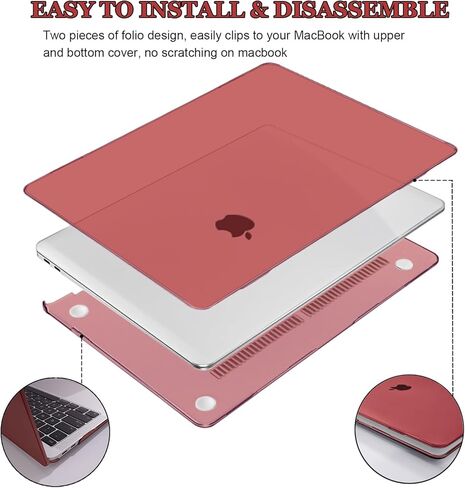 Compatible with 2022 2021 2020 2019 2018 2017 2016 MacBook Pro 13 inch Case M2 M1 Chip A2338 A2289 A2251 A1706 A1989 A2159 Cover, Plastic Hard Shell Case Keyboard Cover Screen Film, Crystal Pink in Kuwait