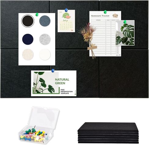 Cork Board Tiles for Wall with Push Pins, Removable 48" x 24" Slat Bulletin Board Sets, Adhesive Pin Board | Magrowill 6 Packs Felt Panels for Interior Wall Decor in Saudi Arabia