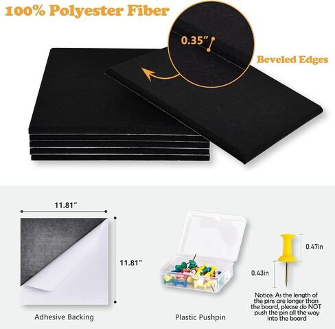 Cork Board Tiles for Wall with Push Pins, Removable 48" x 24" Slat Bulletin Board Sets, Adhesive Pin Board | Magrowill 6 Packs Felt Panels for Interior Wall Decor in Saudi Arabia