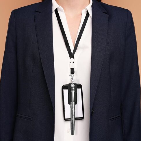 Xindojuz 2 PCS Pen Holder for Lanyard, Portable Pencil Holders Clip Anti-Lost Leather Pocket Nurse Badge Keychain Retractable Pen Holder Clip for Clipboard Nurses Courier Clerk (Black) in Saudi Arabia