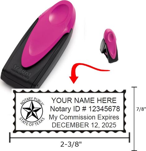 Pink Exclusive Mobile Notary Pocket Stamp | Texas in Saudi Arabia
