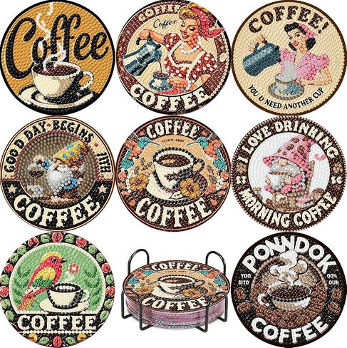 8 Pack Christmas Diamond Art Coaster Kit, Gingerbread Man Penguin SnowmanAdult Diamond Painting Coaster Kit,5D DIY Full Drill Diamond Dot （with Holder） 4x4 Inch in Kuwait