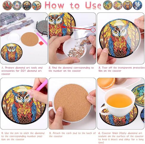 8 حزمة عيد الميلاد الماس أكياس كوستر ، Gingerbread Man Penguin Snowmanadult Diamond Painting Coaster Kit ، 5D DIY Cull Drill Diamond Dot （with Holder） 4x4 Inch in Kuwait