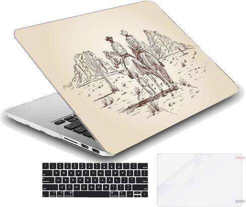 MINGDAO Case Compatible with MacBook Air 13 inch Retina Display with Touch ID, Hard Protective Shell with Keyboard Cover (M1 A2337 A2179 A1932, 2018 2019 2020 Release) - Wild West Desert Cowboys-1 in Kuwait