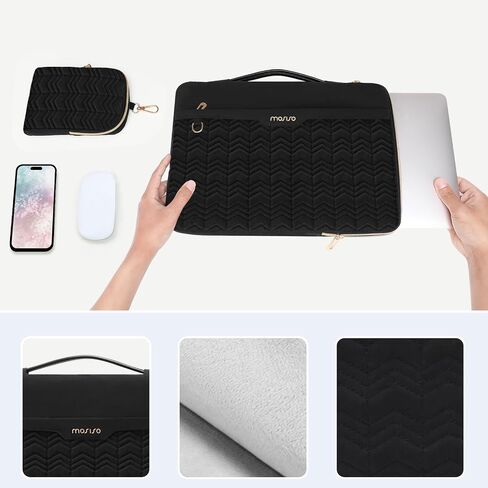 MOSISO Compatible with MacBook Air 13 inch Case 2024 2023 2022 M3 A3113 M2 A2681, Plastic Hard Case&Keyboard Cover&Screen Film&Pouch&Bag with Horizontal Pockets&Small Case&Belt, Crystal Clear&Black in Saudi Arabia