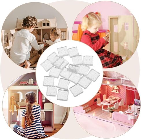 20pcs Clear Glass Bricks for Dollhouse Realistic Miniature Building Supplies DIY Decoration for Micro Scenes for Dollhouse Accessories and Crafts in Saudi Arabia