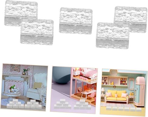 20pcs Clear Glass Bricks for Dollhouse Realistic Miniature Building Supplies DIY Decoration for Micro Scenes for Dollhouse Accessories and Crafts in Saudi Arabia