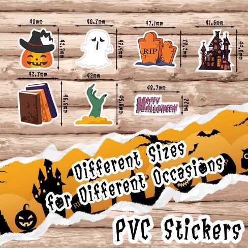 200 PCS Halloween Stickers, Non-Repeating Halloween Party Favors, Vinyl Waterproof Halloween Decorations Gifts Party Supplies, Reusable Pumpkin Ghost Stikcers ﻿ in Saudi Arabia
