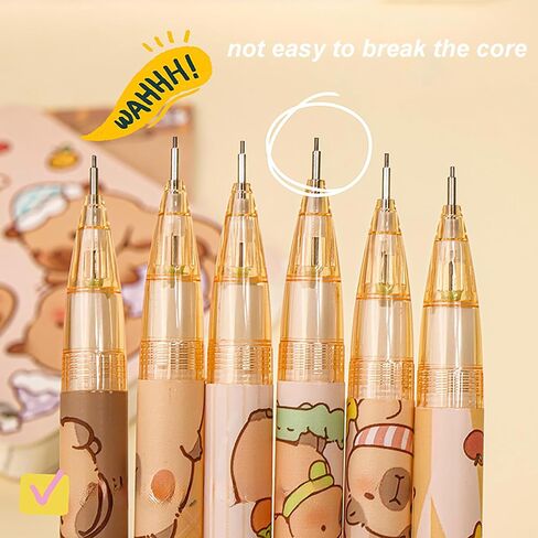 6 PCS Capybara أقلام الرصاص كرتون مع ممحاة 0.5 مم 2B ميكانيكية القلم رصاص المدرسة كابيبارا لوازم المدرسة in Saudi Arabia