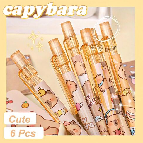 6 PCS Capybara أقلام الرصاص كرتون مع ممحاة 0.5 مم 2B ميكانيكية القلم رصاص المدرسة كابيبارا لوازم المدرسة in Saudi Arabia