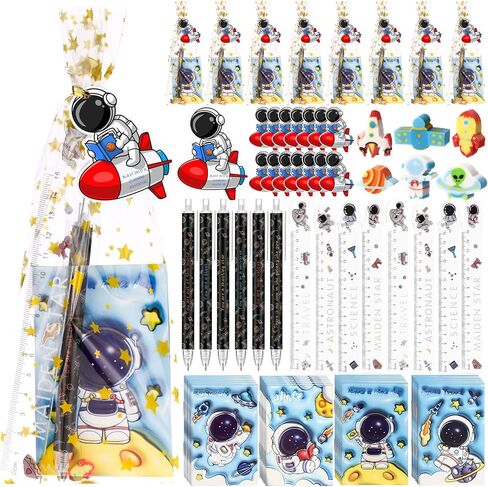 24 Sets Space Theme Stationery Bulk Space Party Favors Galaxy Planet Mini Notebooks Mechanical Pencil Ruler Eraser Astronaut Cards for School Classroom Birthday Party Supplies in Saudi Arabia