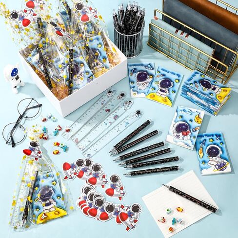 24 Sets Space Theme Stationery Bulk Space Party Favors Galaxy Planet Mini Notebooks Mechanical Pencil Ruler Eraser Astronaut Cards for School Classroom Birthday Party Supplies in Saudi Arabia
