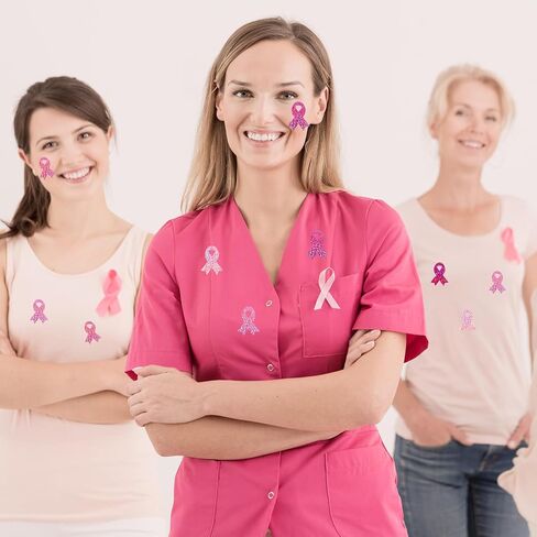 500Pcs Pink Ribbon Stickers 5 Colors Breast Cancer Awareness Holographic Decals for Women Girls Helmet Window Car Decor in Saudi Arabia