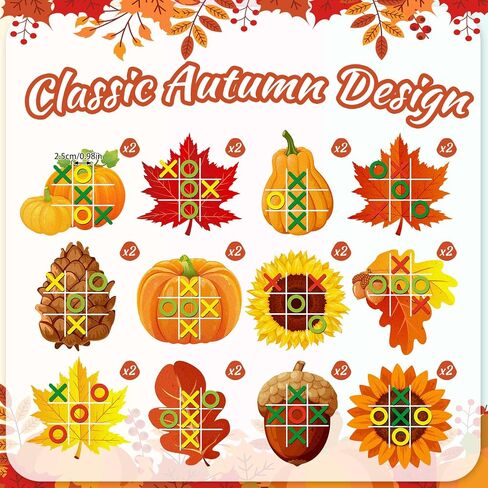 Capoda 24 Pack Fall Party Favors Pumpkin Maple Strategic Board Game Autumn Thanksgiving Desk Game Toys for Fall Harvest Goody Bag Stuffers Autumn Birthday Party Gift (Cute) in Kuwait
