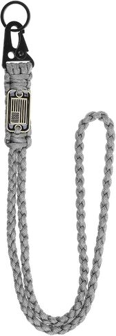 Paracord Lanyard ، 550 Keychain Lanyard Netclace Necklace Keychains حزام معصم مضفر للرجال للنساء في الهواء الطلق على قيد الحياة مفاتيح صافرة معرف الحبل الشارات (Orange in Kuwait