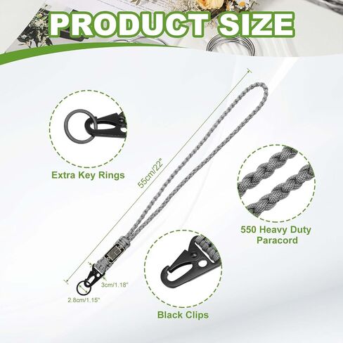 Paracord Lanyard ، 550 Keychain Lanyard Netclace Necklace Keychains حزام معصم مضفر للرجال للنساء في الهواء الطلق على قيد الحياة مفاتيح صافرة معرف الحبل الشارات (Orange in Kuwait