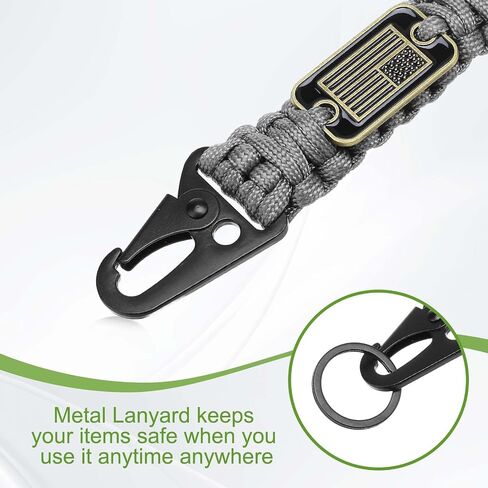 Paracord Lanyard ، 550 Keychain Lanyard Netclace Necklace Keychains حزام معصم مضفر للرجال للنساء في الهواء الطلق على قيد الحياة مفاتيح صافرة معرف الحبل الشارات (Orange in Kuwait