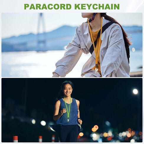 Paracord Lanyard ، 550 Keychain Lanyard Netclace Necklace Keychains حزام معصم مضفر للرجال للنساء في الهواء الطلق على قيد الحياة مفاتيح صافرة معرف الحبل الشارات (Orange in Kuwait