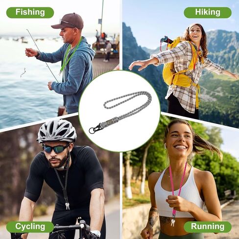 Paracord Lanyard ، 550 Keychain Lanyard Netclace Necklace Keychains حزام معصم مضفر للرجال للنساء في الهواء الطلق على قيد الحياة مفاتيح صافرة معرف الحبل الشارات (Orange in Kuwait