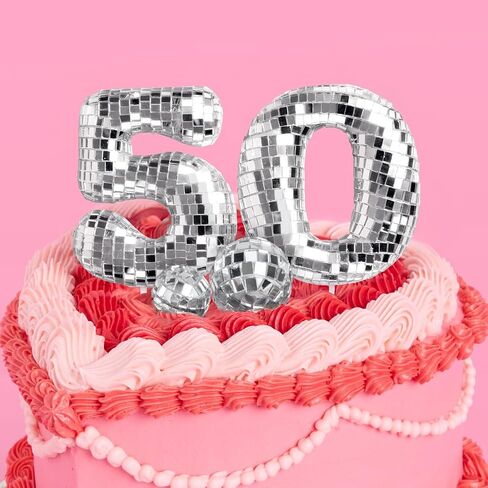 XO ، Fetti 50th Discor Disco Cake Topper - 6 PCS | حفلة Bday Groovy ، Nifty Fifty Supplies ، Decorations Boogie Conting ، 50 Queen Dancing in Saudi Arabia