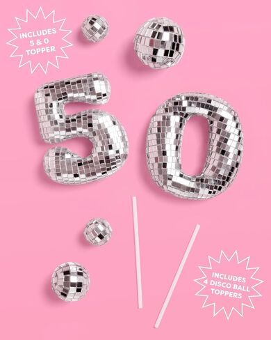XO ، Fetti 50th Discor Disco Cake Topper - 6 PCS | حفلة Bday Groovy ، Nifty Fifty Supplies ، Decorations Boogie Conting ، 50 Queen Dancing in Saudi Arabia