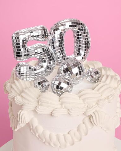 XO ، Fetti 50th Discor Disco Cake Topper - 6 PCS | حفلة Bday Groovy ، Nifty Fifty Supplies ، Decorations Boogie Conting ، 50 Queen Dancing in Saudi Arabia