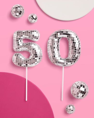 XO ، Fetti 50th Discor Disco Cake Topper - 6 PCS | حفلة Bday Groovy ، Nifty Fifty Supplies ، Decorations Boogie Conting ، 50 Queen Dancing in Saudi Arabia