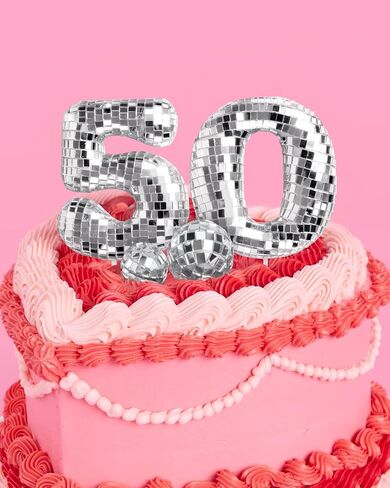 XO ، Fetti 50th Discor Disco Cake Topper - 6 PCS | حفلة Bday Groovy ، Nifty Fifty Supplies ، Decorations Boogie Conting ، 50 Queen Dancing in Saudi Arabia