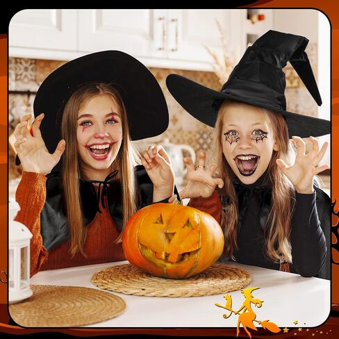 Coume 3 Sets Halloween Witch Costume for Women Black Large Ruched Witch Hat and Wizard Cloak Cape Women Costume Accessories for Halloween Cosplay Carnival Party in Saudi Arabia
