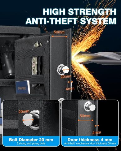 Large Biometric Security Home Safe,3.16 Cubic Feet,Quick Access Unlock with Fingerprint/Keypad/Key, Smart Biometric Gun Safe Box for handgun,pistols,valuables in Kuwait