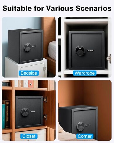 Large Biometric Security Home Safe,3.16 Cubic Feet,Quick Access Unlock with Fingerprint/Keypad/Key, Smart Biometric Gun Safe Box for handgun,pistols,valuables in Kuwait