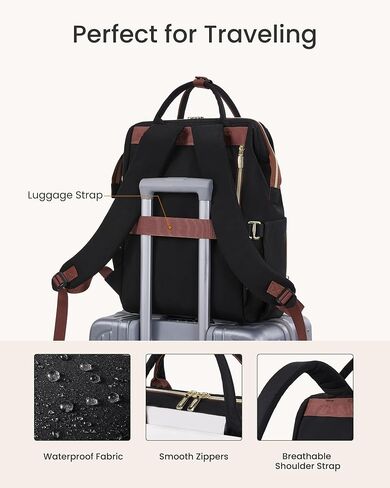 LOVEVOOK Laptop Backpack for Women with Giant Tumbler Holder Pocket, 15.6 inch Travel Work Bag Purse for Nurse Teacher, Waterproof Casual Daypack for College Business Beige in Saudi Arabia