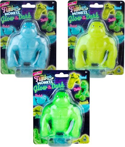 ORB Mega GLOW IN THE DARK Funkee Monkee 3 Pack - Stretchy, Squishy, Funny, Colorful Glowing Monkeys - Perfect to Squeeze for Stress Relief - Fun Collectible Sensory and Fidget Toys for Kids and Adults in Saudi Arabia