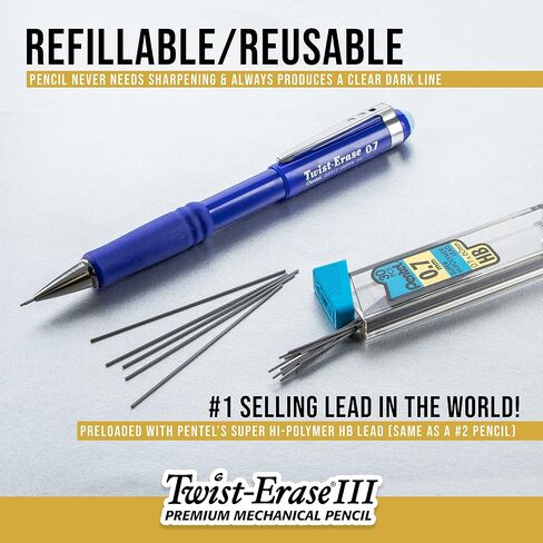 Pentel Writing Essentials 10 Pack-4 أقلام Energel Gel ، 2 Pencils Mechanical Pencils III III 0.7mm ، و 2 Hi-Polymer Clock ، و 2 Hi-Polymer Lead 0.7 مم HB in Saudi Arabia