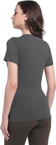 Foucome ملابس علوية للتمرين للأمهات بأكمام قصيرة مكشكشة جانبية تي شيرت للحمل ملابس رياضية غير رسمية لليوجا والصالة الرياضية قطع علوية أساسية in Kuwait