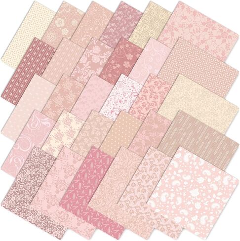 Whaline 60Pcs Flower Cotton Fabric Bundles Pink Floral Fabric Square Flower Leaves Sewing Fabrics for DIY Handmade Craft Decor, 10 x 10 Inch in Saudi Arabia