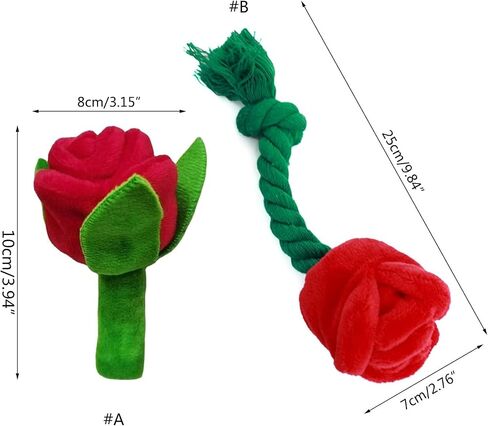 Red Flower Interactive Plush Squeak Dog and Cat Toy Rose Flower Stuffed Dog Toy with Squeaker Small Breeds and Puppies Chewing and Exercise Floral Pattern in Saudi Arabia