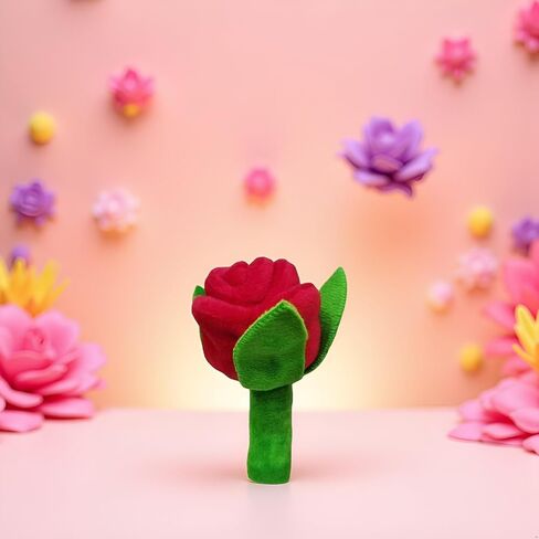 Red Flower Interactive Plush Squeak Dog and Cat Toy Rose Flower Stuffed Dog Toy with Squeaker Small Breeds and Puppies Chewing and Exercise Floral Pattern in Saudi Arabia
