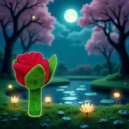 Red Flower Interactive Plush Squeak Dog and Cat Toy Rose Flower Stuffed Dog Toy with Squeaker Small Breeds and Puppies Chewing and Exercise Floral Pattern in Saudi Arabia