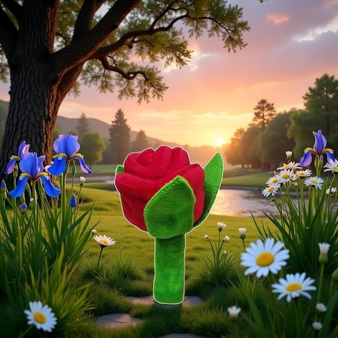 Red Flower Interactive Plush Squeak Dog and Cat Toy Rose Flower Stuffed Dog Toy with Squeaker Small Breeds and Puppies Chewing and Exercise Floral Pattern in Saudi Arabia