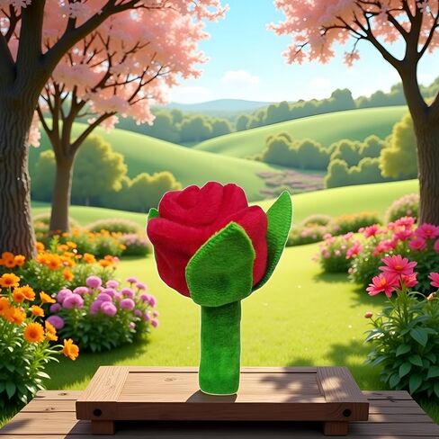 Red Flower Interactive Plush Squeak Dog and Cat Toy Rose Flower Stuffed Dog Toy with Squeaker Small Breeds and Puppies Chewing and Exercise Floral Pattern in Saudi Arabia