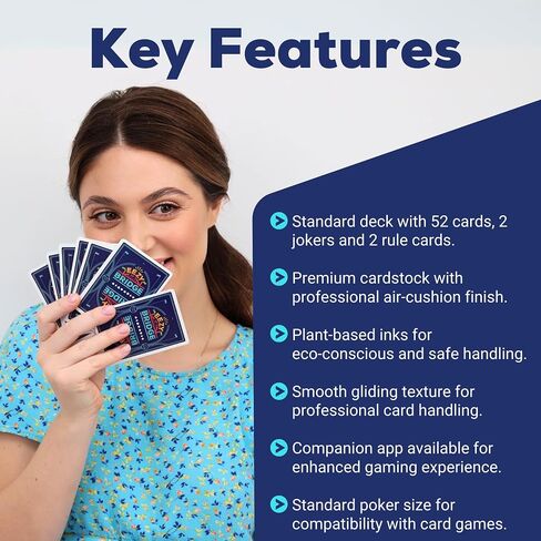 أوراق اللعب الممتازة للدراجات مع لعبة وتطبيق Bonus-Deck Standard Poker مع 52 بطاقة ، و 2 Jokers ، وبطاقتين للقاعدة ، وملاءمة Air-Cushion-أحباء الصديقة للبيئة ، ودائم البطاقات in Saudi Arabia