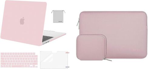 MOSISO Compatible with MacBook Air 13 inch Case 2024 2023 2022 M3 A3113 M2 A2681 Touch ID, Plastic Hard Case&Keyboard Cover&Screen Film&Pouch Compatible with MacBook Air 13.6 inch Case&Bag, Baby Pink in Saudi Arabia