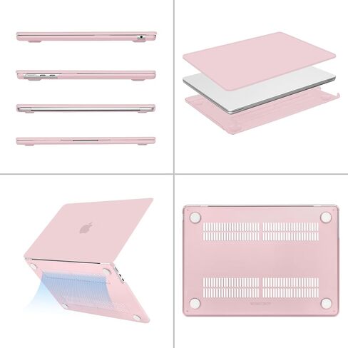 MOSISO Compatible with MacBook Air 13 inch Case 2024 2023 2022 M3 A3113 M2 A2681 Touch ID, Plastic Hard Case&Keyboard Cover&Screen Film&Pouch Compatible with MacBook Air 13.6 inch Case&Bag, Baby Pink in Saudi Arabia