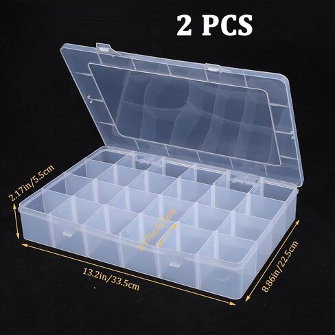 MOLAIN 24 GRIDS BINCH BASTION ORPANIZER BOX ، 2 مساءً مربع تخزين واضح مع مقسمات قابلة للتعديل تخزين حاوية للحاوية للمجوهرات ، وحرف DIY الفنية ، وأشرطة Washi ، وصيد الأسماك ، والخرز ، والأجزاء الصغيرة in Saudi Arabia