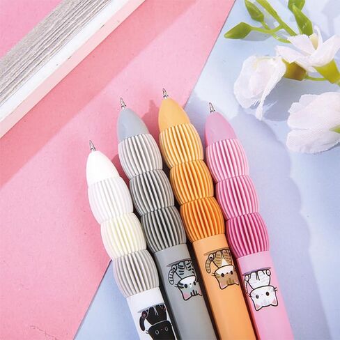 4 Pcs Cute Gel Pens Retractable Pens Cartoon Cat Pen 0.5mm Black Ink Smooth Writing Pen for Women Girls Boy Kids Office School Supplies (Cat) in Saudi Arabia