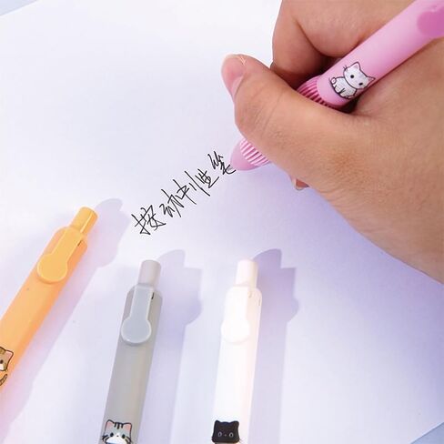 4 Pcs Cute Gel Pens Retractable Pens Cartoon Cat Pen 0.5mm Black Ink Smooth Writing Pen for Women Girls Boy Kids Office School Supplies (Cat) in Saudi Arabia